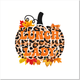 Lunch Lady Leopard Pumpkin Fall Autumn Thanksgiving Turkey Posters and Art